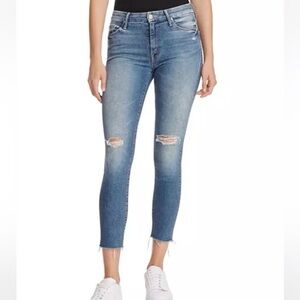 MOTHER High Waisted Looker Ankle Fray Jeans in Furiously Happy Size 27